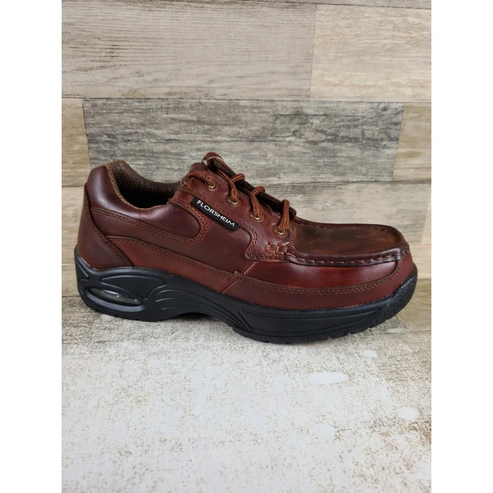 Florsheim Polaris Work Shoes Mens 9 / Womens 11 D Brown Composite Moc Toe Oxford